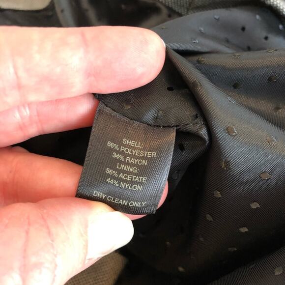 WHBM gray black ruffle collar button front blazer size Small - Picture 10 of 15